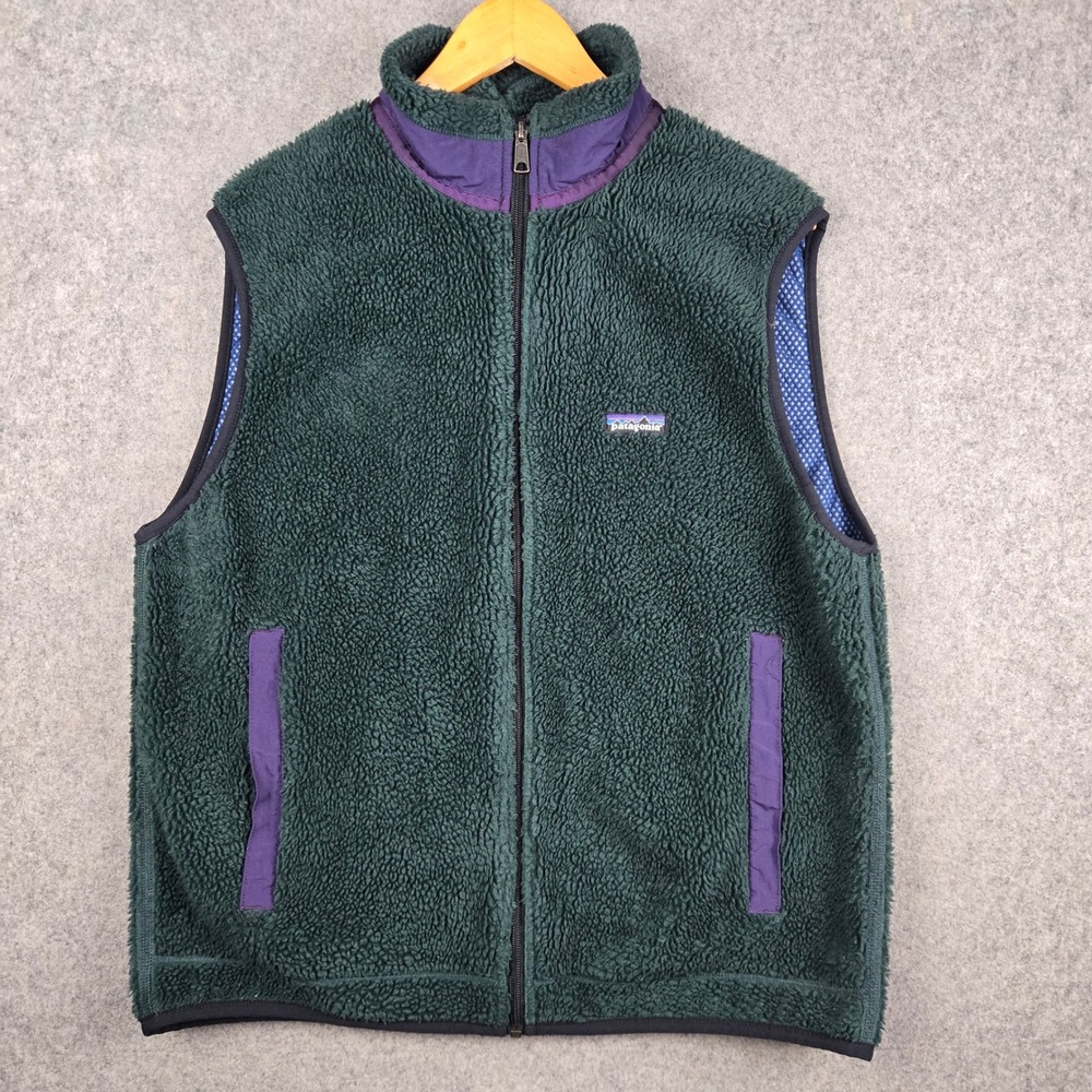 Vintage Patagonia Retro-X Fleece Vest Mens Large Green Purple 90s USA PEF